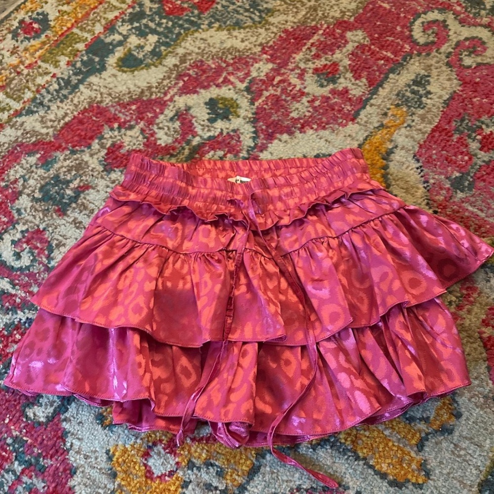 Pink Leopard Print Ruffle Skirt
